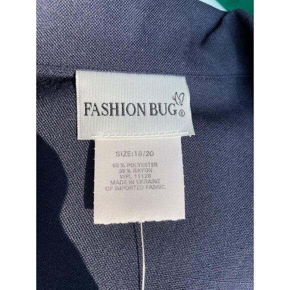 Fashion Bug Plus Size 18/20W Navy Short Sleeve Button-Front Blazer Jacket Polyes - Picture 5 of 8